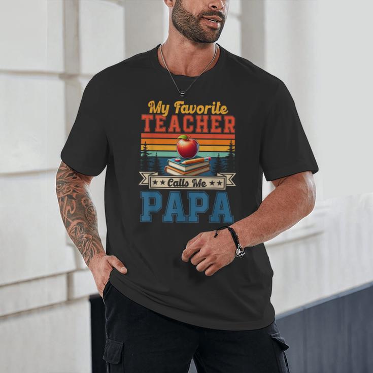 Vintage Retro My Favorite Teacher Calls Me Papa Father's Day Unisex T-Shirt, novelty gifts, funny gifts