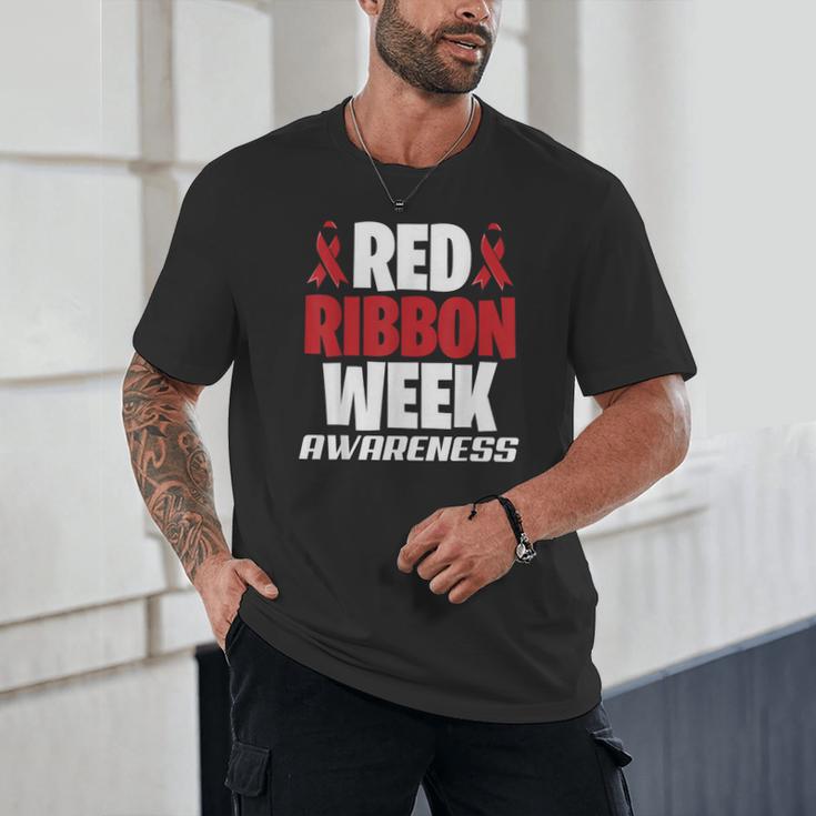 We Wear Red For Red Ribbon Week Awareness Mothers Teachers Unisex T-Shirt, novelty gifts, funny gifts We Wear Red For Red Ribbon Week Awareness Mothers Teachers Unisex T-Shirt, novelty gifts, funny gifts