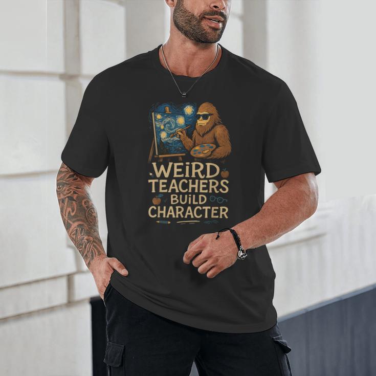 Weird Teachers Build Character Van Bigfoot Art Unisex T-Shirt, novelty gifts, funny gifts