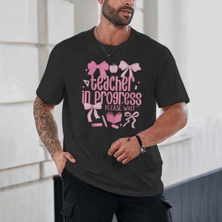 Women Teacher In Progress Coquette Pink Bow Future Teacher Unisex T-Shirt, novelty gifts, funny gifts Women Teacher In Progress Coquette Pink Bow Future Teacher Unisex T-Shirt, novelty gifts, funny gifts