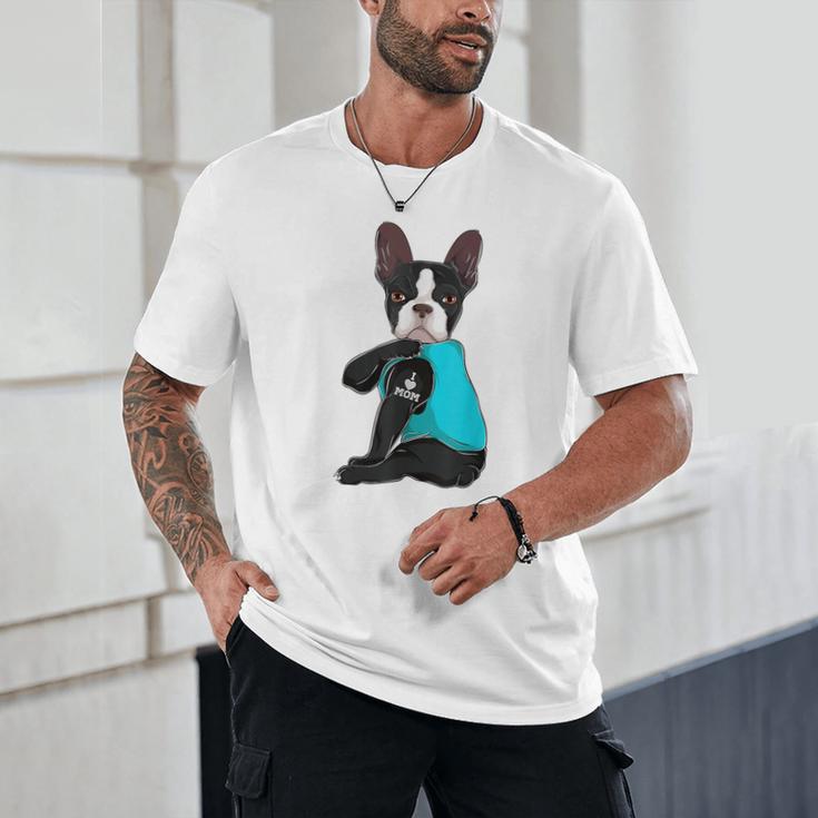 Boston Terrier I Love Mom Apparel Unisex T-Shirt, novelty gifts, funny gifts