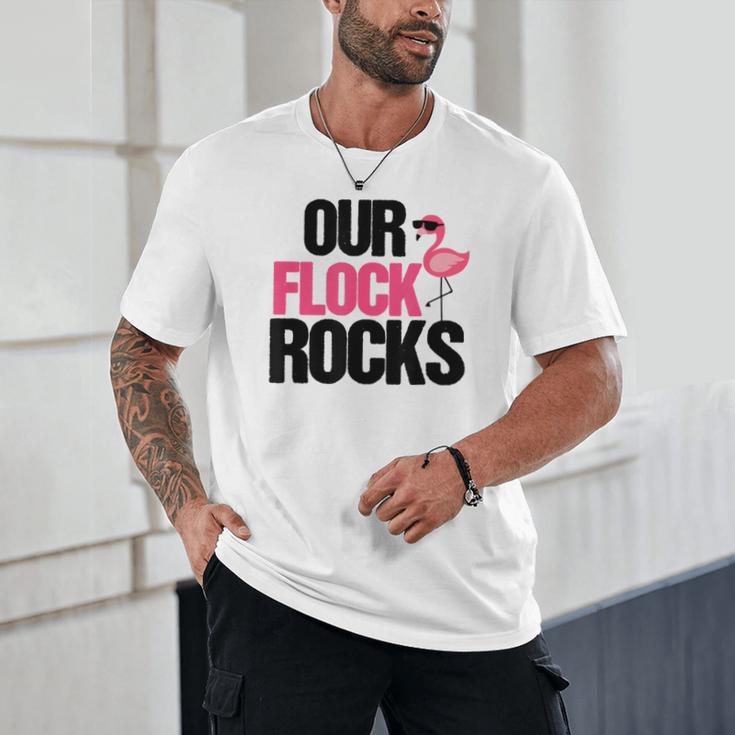 Our Flock Rocks Flamingo Mother's Day Teacher Unisex T-Shirt, novelty gifts, funny gifts Our Flock Rocks Flamingo Mother's Day Teacher Unisex T-Shirt, novelty gifts, funny gifts