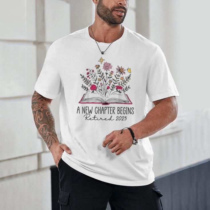 Floral Book a New Chapter Begins Retired Retirement Teacher Unisex T-Shirt, novelty gifts, funny gifts
