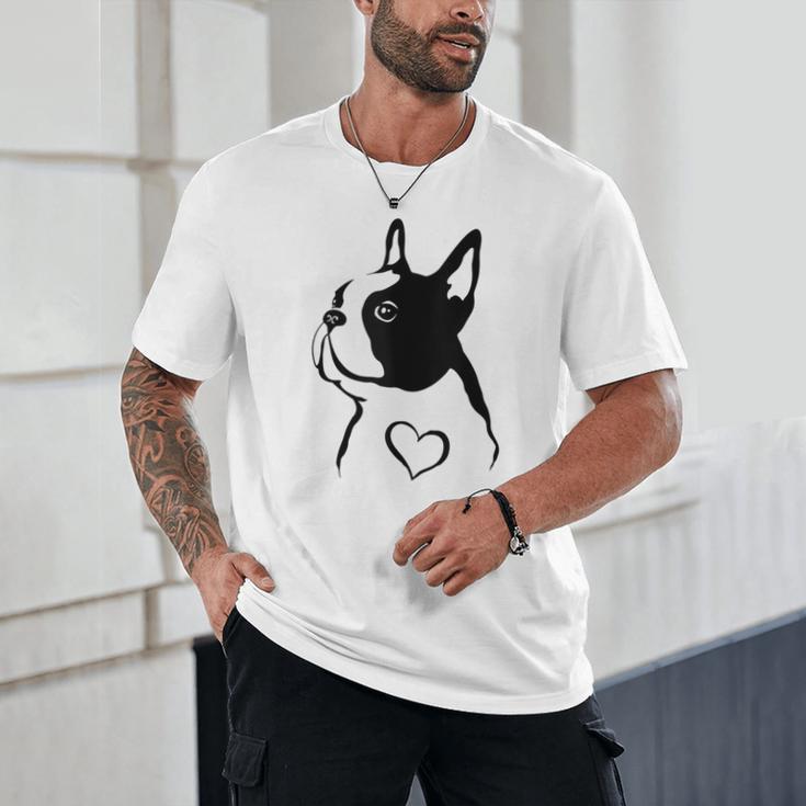 I Love My Boston Terrier Dog With Heart Unisex T-Shirt, novelty gifts, funny gifts
