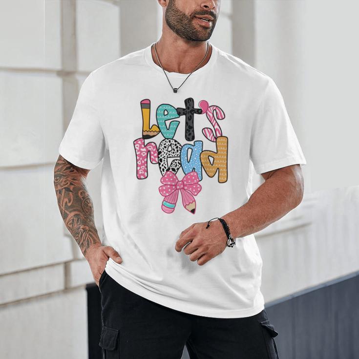 Lets Read Reading Teacher Back To School Literacy Pencil Bow Unisex T-Shirt, novelty gifts, funny gifts Lets Read Reading Teacher Back To School Literacy Pencil Bow Unisex T-Shirt, novelty gifts, funny gifts