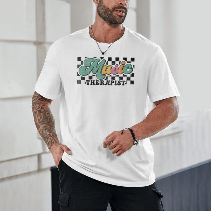 Retro Checkered Music Therapist Squad Music Therapy Teacher For Men Women Unisex T-Shirt, novelty gifts, funny gifts