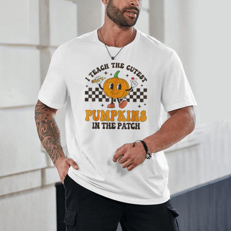I Teach The Cutest Pumpkins In The Patch Groovy Teacher Fall Unisex T-Shirt, novelty gifts, funny gifts