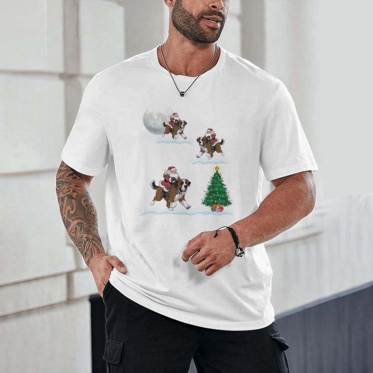 Xmas Lighting Tree Santa Riding Boston Terrier Christmas Unisex T-Shirt, novelty gifts, funny gifts