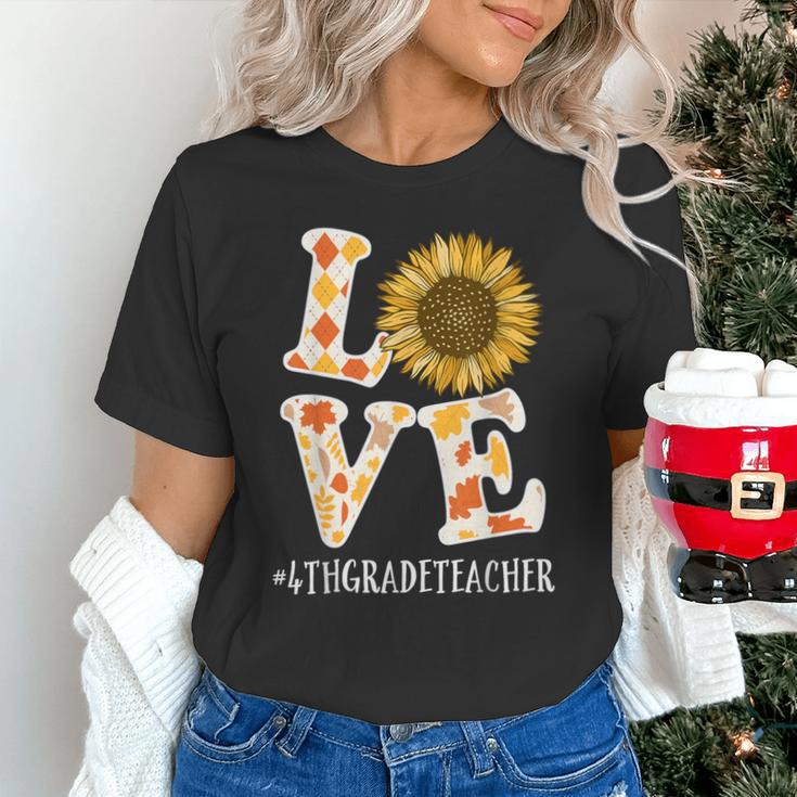 4th Grade Teacher Love Autumn Fall Sunflower Appreciation Unisex T-Shirt, 4th Grade Teacher Shirts, gift for family, gift for coworker