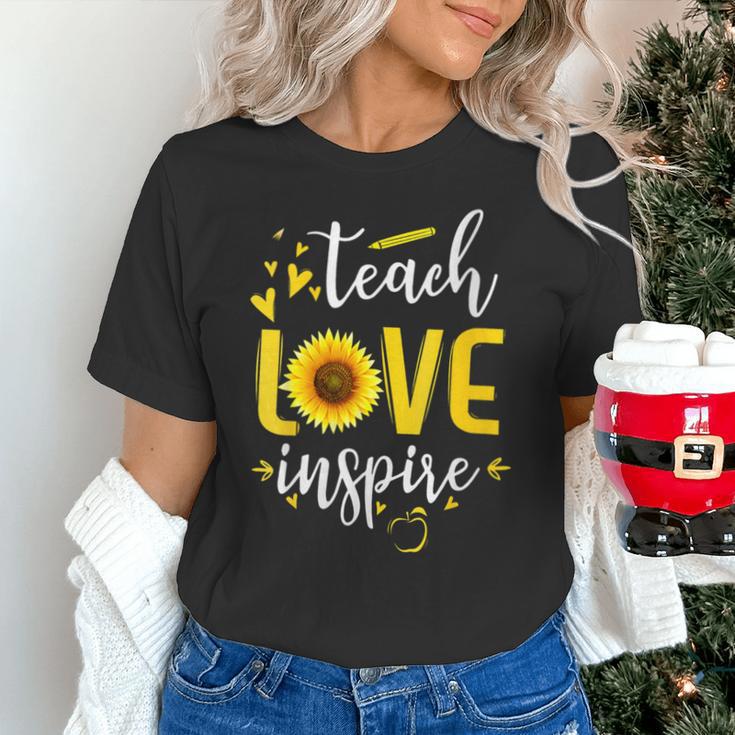 Back To School Teach Love And Inspire Teacher Sunflower Unisex T-Shirt, gift for family, gift for coworker Back To School Teach Love And Inspire Teacher Sunflower Unisex T-Shirt, gift for family, gift for coworker