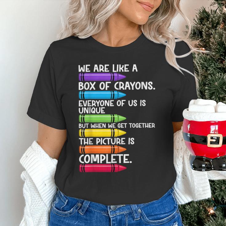 Back To School Teacher We Are Like A Box Of Crayons Unisex T-Shirt, gift for family, gift for coworker Back To School Teacher We Are Like A Box Of Crayons Unisex T-Shirt, gift for family, gift for coworker