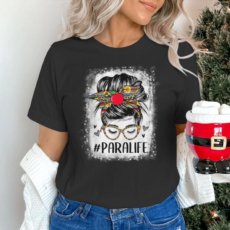 Bleached Teacher Para Life Paraprofessional Cute Messy Bun For Men Women Girls Kids Unisex T-Shirt, gift for family, gift for coworker