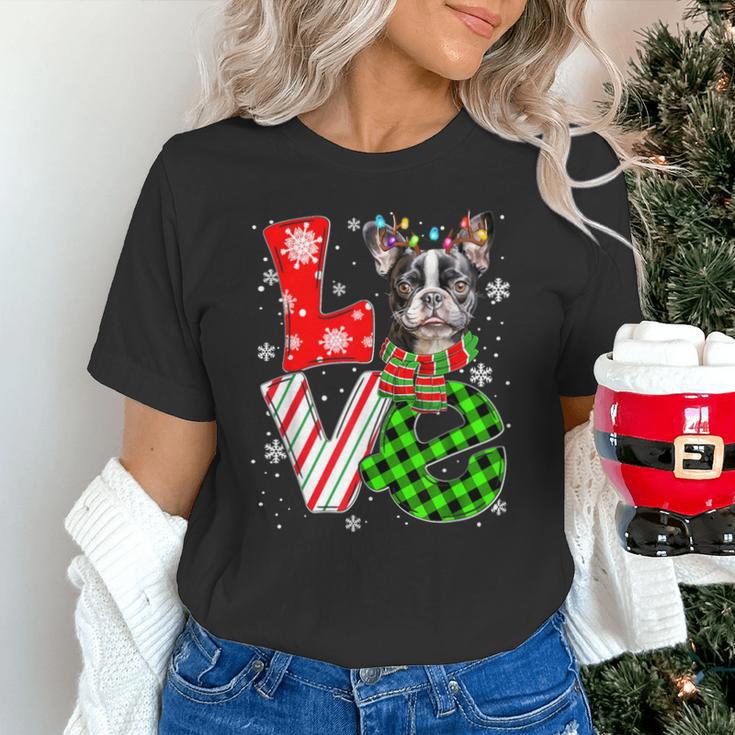 Boston Terrier Christmas Tree Lights Santa Dog Xmas For Men Women Kids Unisex T-Shirt, Boston Terrier Christmas Shirts, gift for family, gift for coworker