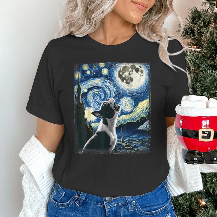 Boston Terrier Dog Art Van Gogh Starry Night Boston Terrier Unisex T-Shirt, gift for family, gift for coworker
