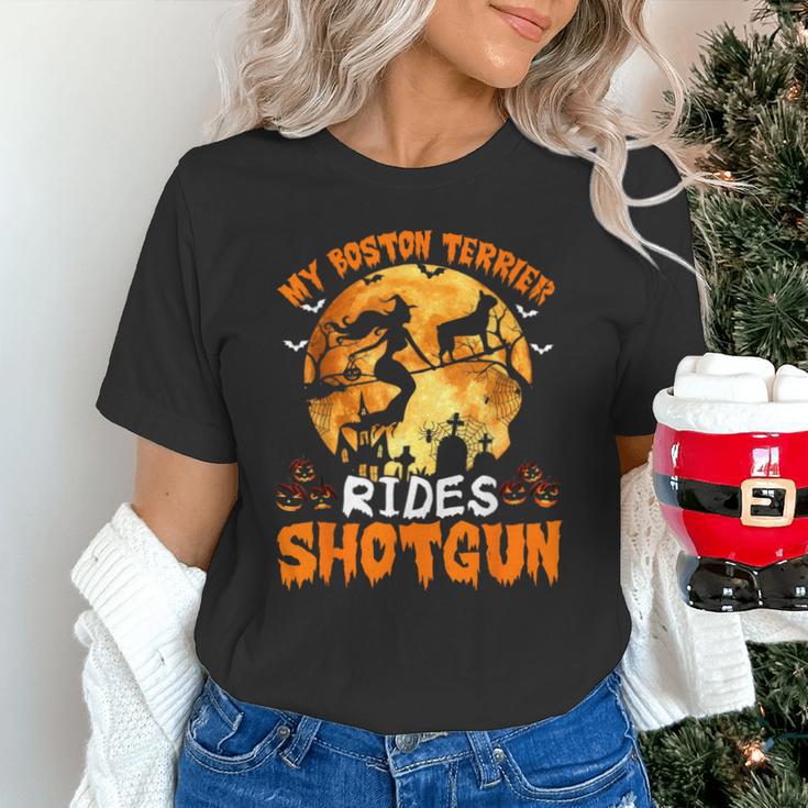 My Boston Terrier Dog Rides Shotgun Witch Halloween Men Women Unisex T-Shirt, Boston Terrier Halloween Shirts, gift for family, gift for coworker