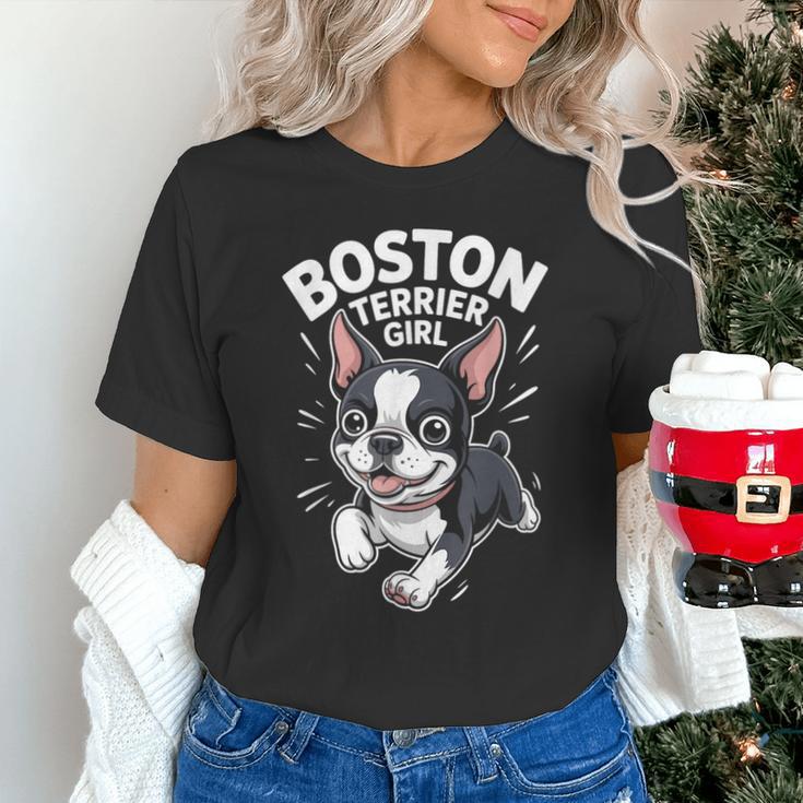 Boston Terrier Girl Cute Cartoon For Dog Owners Pet Terrier Unisex T-Shirt, gift for family, gift for coworker