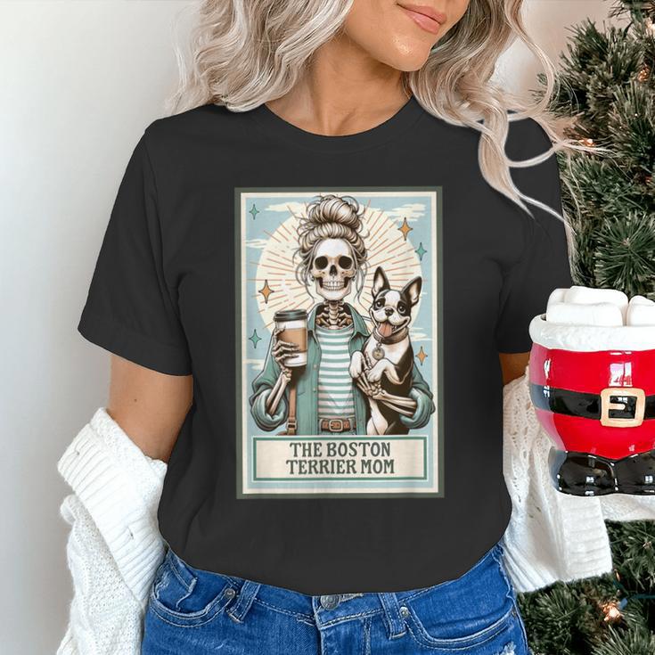 The Boston Terrier Mom Skeleton Spooky Season Halloween Unisex T-Shirt, Boston Terrier Mom Shirts, Boston Terrier Halloween Shirts, gift for family, gift for coworker