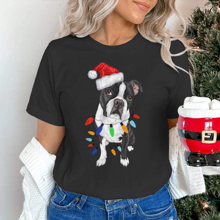 Boston Terrier Santa Christmas Lights Xmas Dog Lover Men Women Kids Unisex T-Shirt, Boston Terrier Christmas Shirts, gift for family, gift for coworker