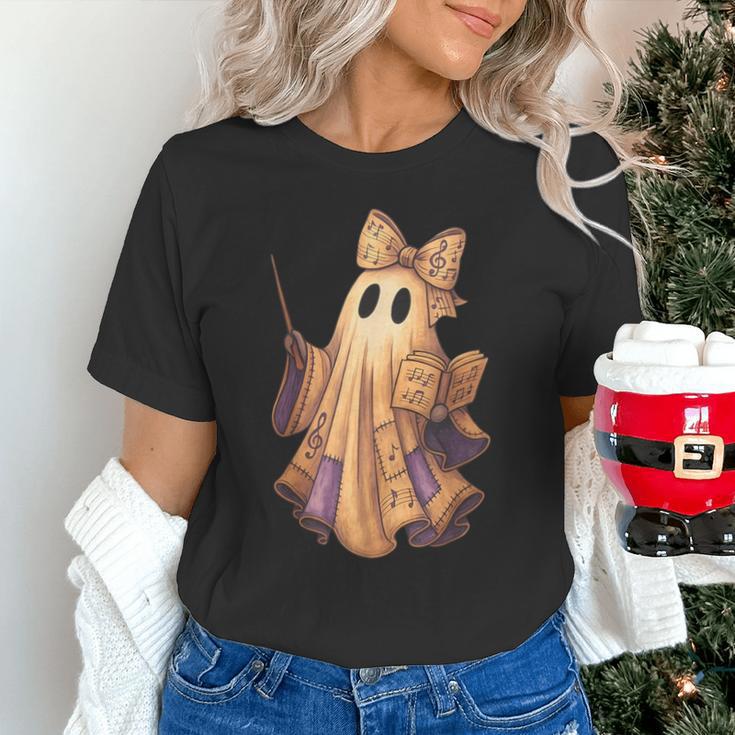 Coquette Music Note Patchwork Ghost Music Teacher Halloween Unisex T-Shirt, gift for family, gift for coworker Coquette Music Note Patchwork Ghost Music Teacher Halloween Unisex T-Shirt, gift for family, gift for coworker