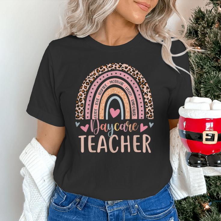 Cute Daycare Teacher Rainbow Leopard Print Childcare Worker Unisex T-Shirt, gift for family, gift for coworker Cute Daycare Teacher Rainbow Leopard Print Childcare Worker Unisex T-Shirt, gift for family, gift for coworker