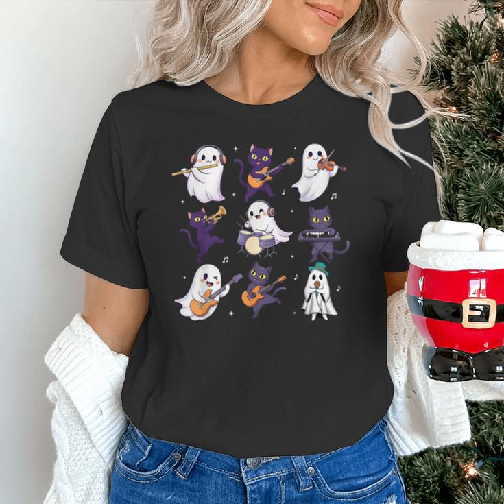 Cute Ghost Cat Playing Musical Halloween Music Teacher Unisex T-Shirt, gift for family, gift for coworker Cute Ghost Cat Playing Musical Halloween Music Teacher Unisex T-Shirt, gift for family, gift for coworker