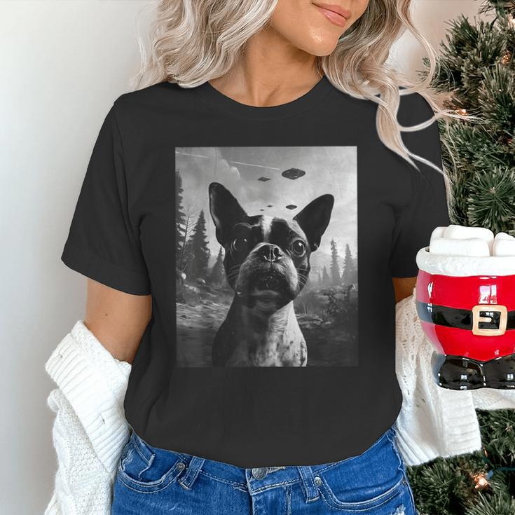 Dog Mom Dad Alien Selfie Boston Terrier UFO For Men Women Unisex T-Shirt, Boston Terrier Dad Shirts, Boston Terrier Mom Shirts, gift for family, gift for coworker