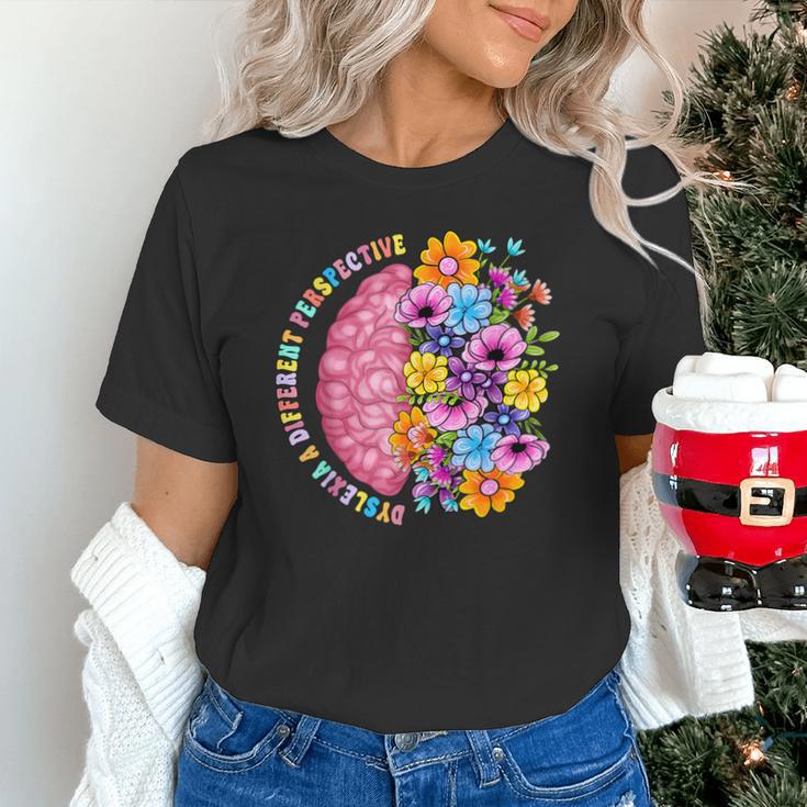 Dyslexia Different Perspective Reading Brain Floral Teacher Unisex T-Shirt, gift for family, gift for coworker