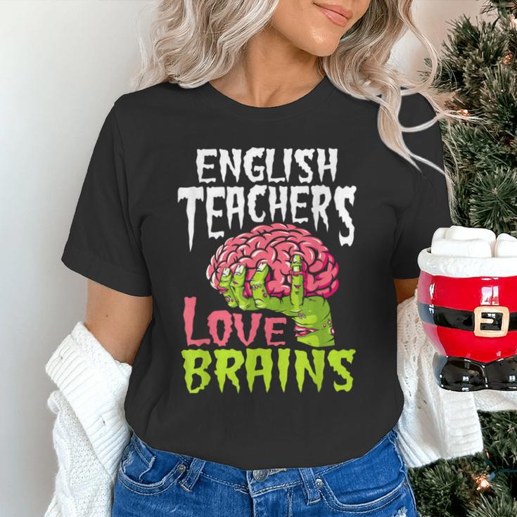 English Teachers Love Brains Zombie Teacher School Halloween Unisex T-Shirt, English Teacher Shirts, gift for family, gift for coworker