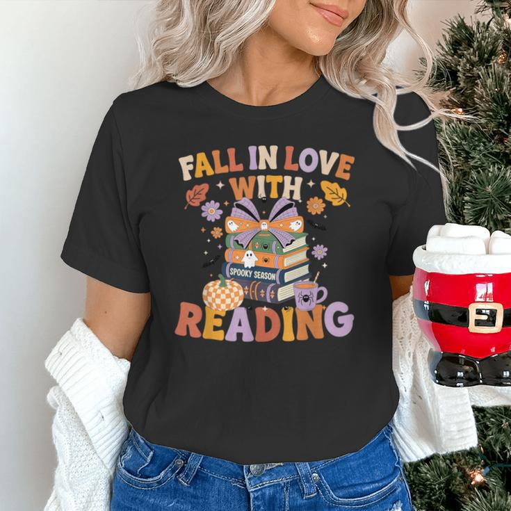 Fall In Love With Reading Halloween Stack Of Book Teacher Unisex T-Shirt, gift for family, gift for coworker Fall In Love With Reading Halloween Stack Of Book Teacher Unisex T-Shirt, gift for family, gift for coworker