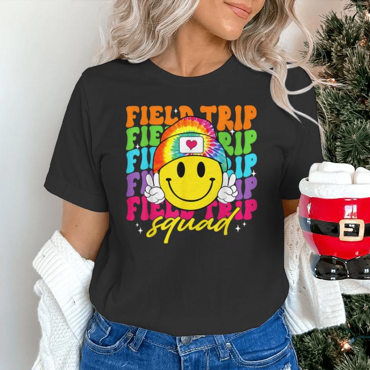Field Trip Squad Groovy Field Day Smile Face Teacher Tie Dye Unisex T-Shirt, Groovy Teacher Shirts, gift for family, gift for coworker Field Trip Squad Groovy Field Day Smile Face Teacher Tie Dye Unisex T-Shirt, Groovy Teacher Shirts, gift for family, gift for coworker