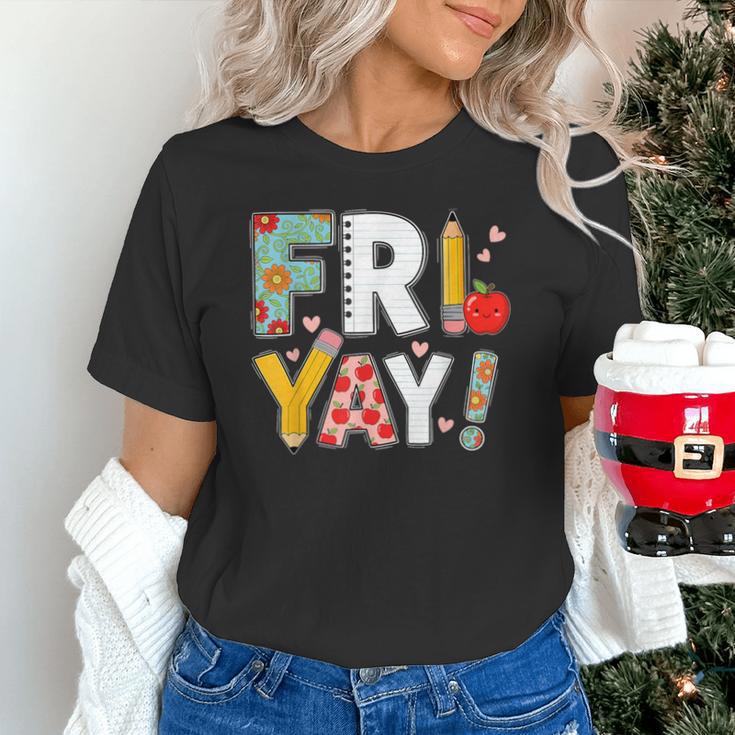 Fri Yay Teacher Happy Friday Friyay Weekend Back To School Unisex T-Shirt, gift for family, gift for coworker