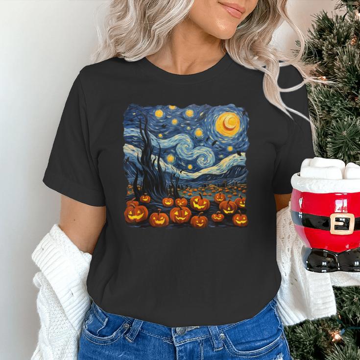 Halloween Pumpkin Starry Night Van Gogh Art Teacher Unisex T-Shirt, gift for family, gift for coworker Halloween Pumpkin Starry Night Van Gogh Art Teacher Unisex T-Shirt, gift for family, gift for coworker