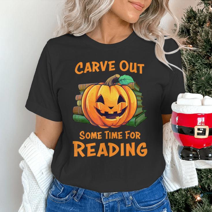 Halloween Teacher Librarian Pumpkin Reading Books Men Women Kids Unisex T-Shirt, gift for family, gift for coworker