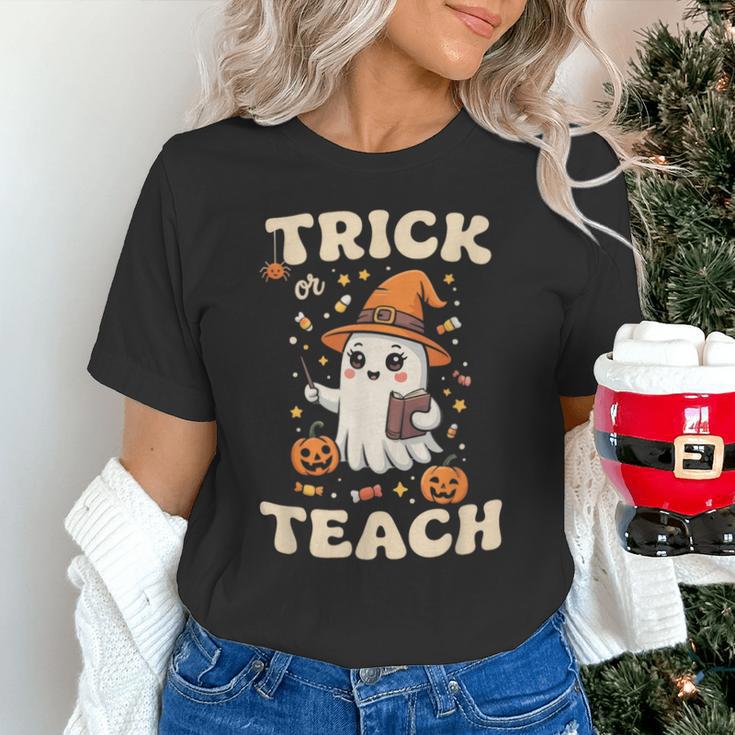 Halloween Teacher Shirts Women School Trick Or Teach Groovy Unisex T-Shirt, Groovy Teacher Shirts, gift for family, gift for coworker