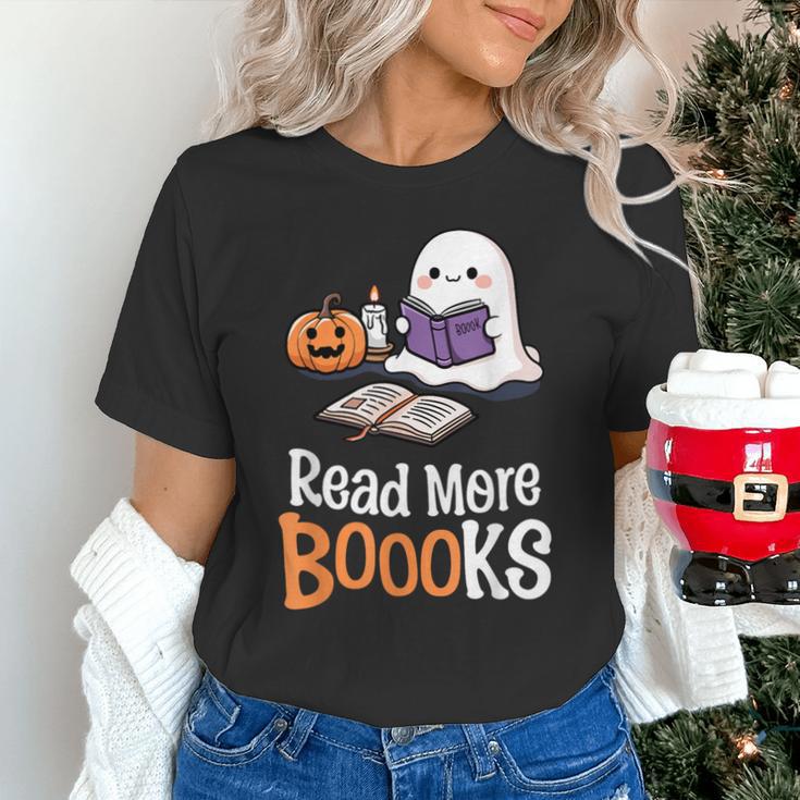 Halloween Teacher Women Cute Reading Ghost Read More Books Unisex T-Shirt, gift for family, gift for coworker