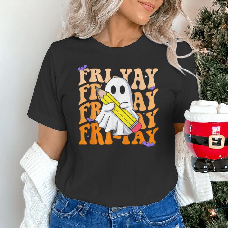 Happy Fri-Yay Friday Lovers Groovy Teacher Life Halloween Unisex T-Shirt, Groovy Teacher Shirts, gift for family, gift for coworker Happy Fri-Yay Friday Lovers Groovy Teacher Life Halloween Unisex T-Shirt, Groovy Teacher Shirts, gift for family, gift for coworker