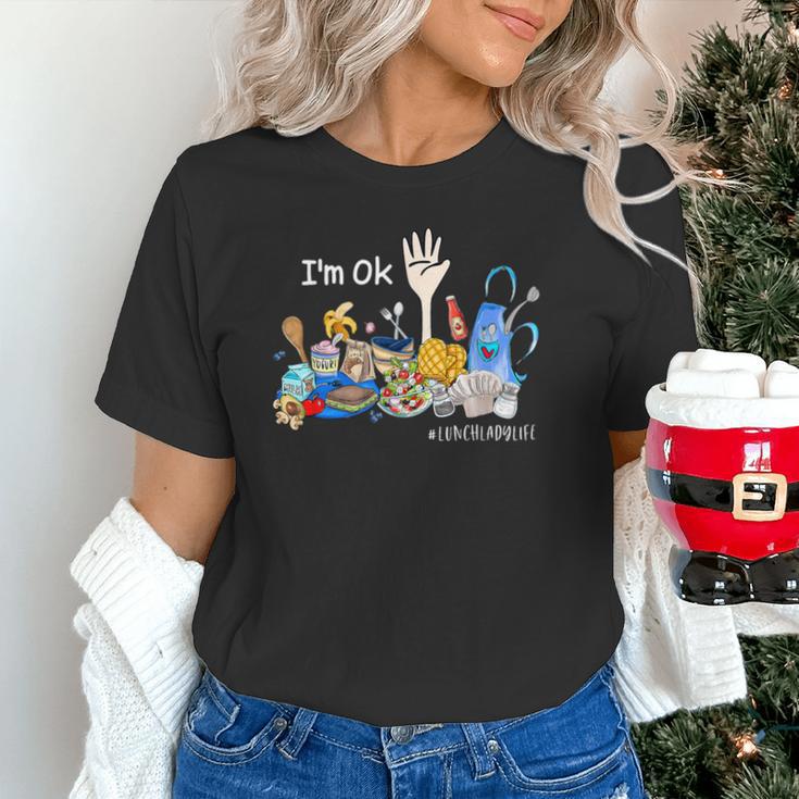 I'm Ok Lunch Lady Life Cafeteria Crew Teacher Women Unisex T-Shirt, gift for family, gift for coworker I'm Ok Lunch Lady Life Cafeteria Crew Teacher Women Unisex T-Shirt, gift for family, gift for coworker