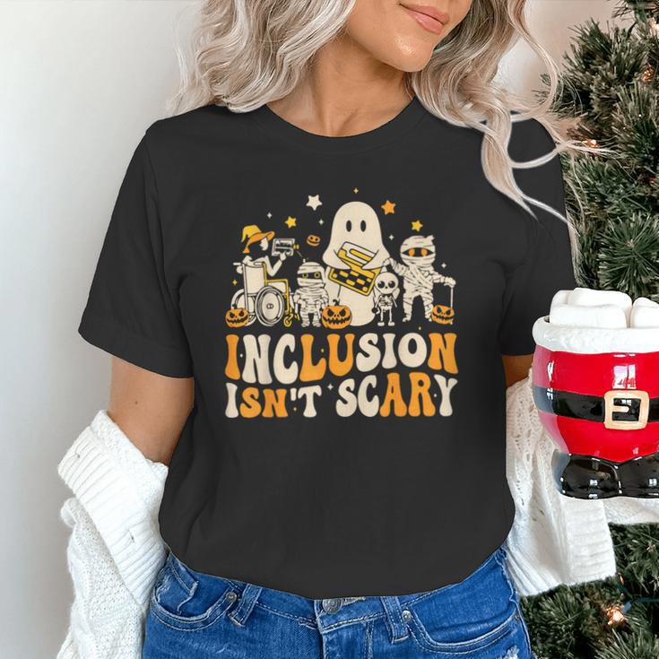 Inclusion Isn't Scary Mummy Boo Ghost Halloween SLP Teacher Unisex T-Shirt, gift for family, gift for coworker Inclusion Isn't Scary Mummy Boo Ghost Halloween SLP Teacher Unisex T-Shirt, gift for family, gift for coworker
