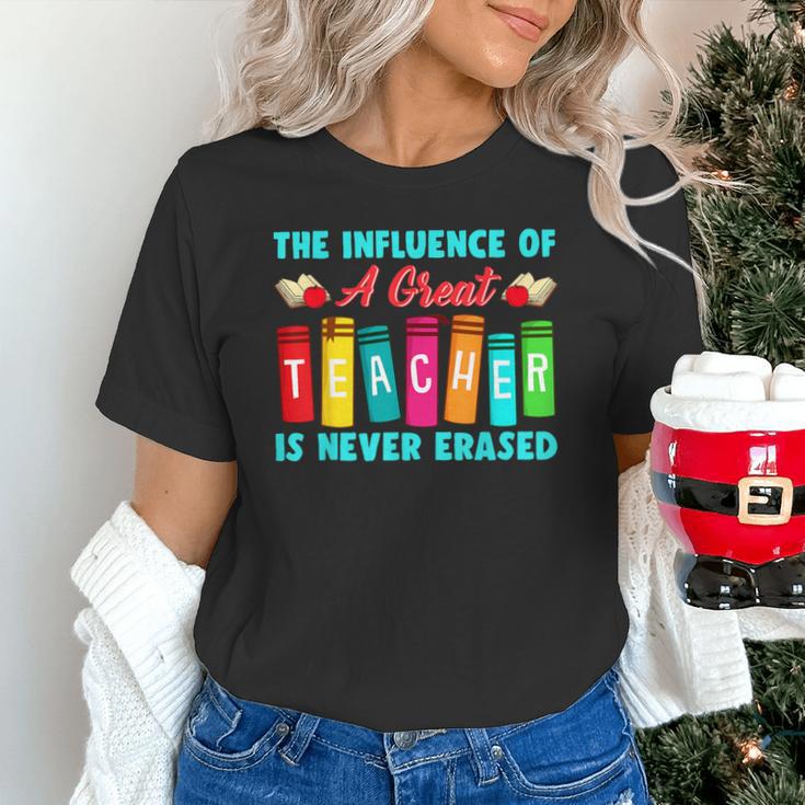 THE INFLUENCE OF A GREAT TEACHER IS NEVER ERASED Teaching For Men Women Girls Kids Unisex T-Shirt, gift for family, gift for coworker