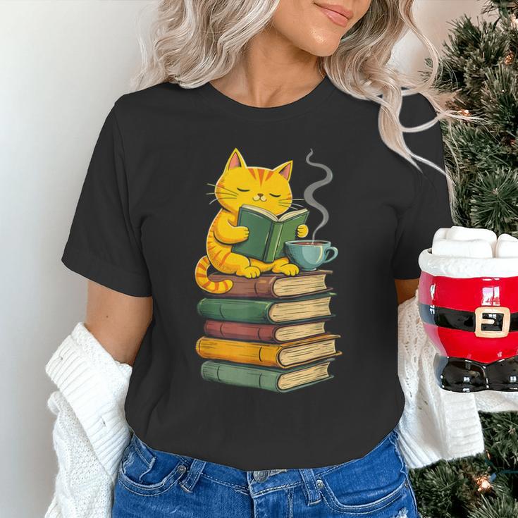 Kawaii Cats Lover Coffee Books Teacher Librarian Cat Unisex T-Shirt, gift for family, gift for coworker