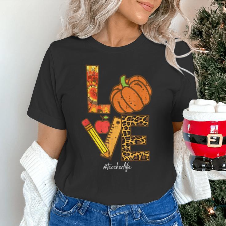 Leopard Pumpkin Love Teacher Life Thanksgiving Fall Women Unisex T-Shirt, gift for family, gift for coworker Leopard Pumpkin Love Teacher Life Thanksgiving Fall Women Unisex T-Shirt, gift for family, gift for coworker