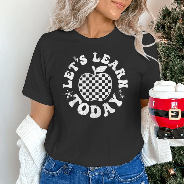 Let's Learn Today Checkered Apple Back To School Teacher Unisex T-Shirt, gift for family, gift for coworker