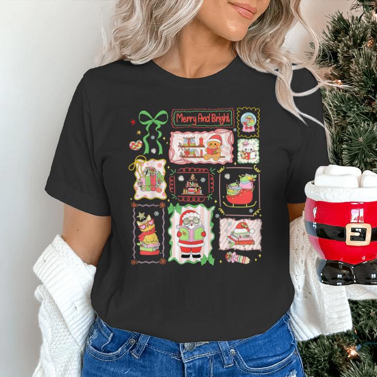 Merry And Bright Christmas Gingerbread Santa Book Teacher Unisex T-Shirt, gift for family, gift for coworker Merry And Bright Christmas Gingerbread Santa Book Teacher Unisex T-Shirt, gift for family, gift for coworker