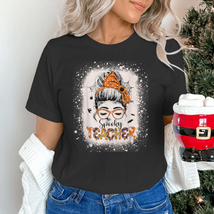 Messy Bun Spooky Teacher Bleached Halloween Teachers Unisex T-Shirt, gift for family, gift for coworker Messy Bun Spooky Teacher Bleached Halloween Teachers Unisex T-Shirt, gift for family, gift for coworker