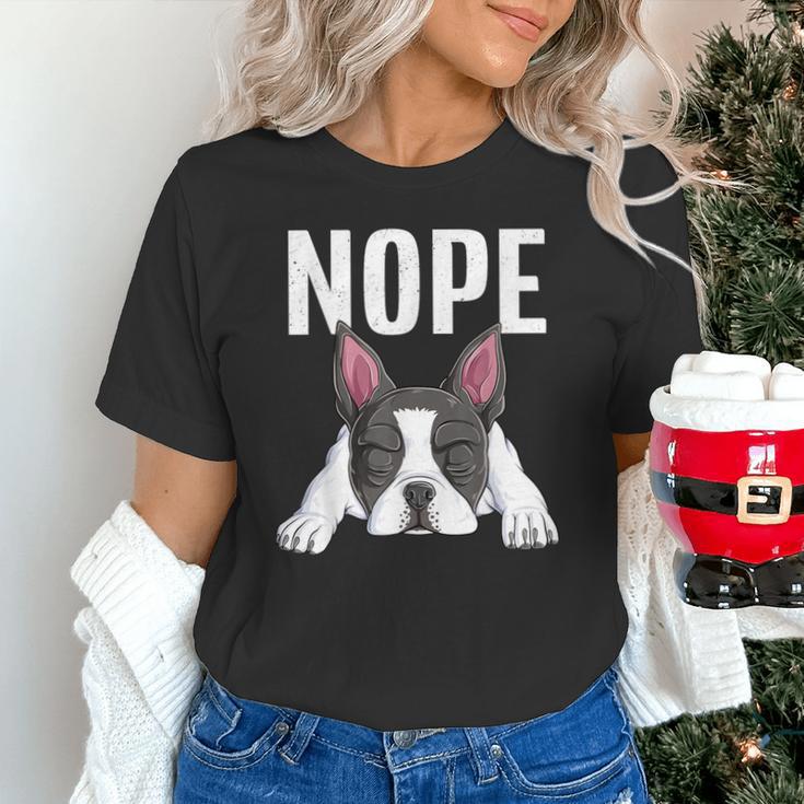 Nope Boston Terrier Puppy Dog Bostie Lover Men Women Girls Kids Unisex T-Shirt, gift for family, gift for coworker