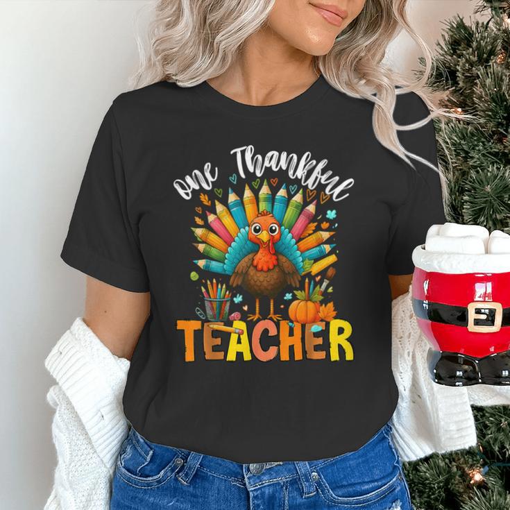 One Thankful Teacher Thanksgiving Turkey Cute Crayon Pencil Unisex T-Shirt, gift for family, gift for coworker One Thankful Teacher Thanksgiving Turkey Cute Crayon Pencil Unisex T-Shirt, gift for family, gift for coworker