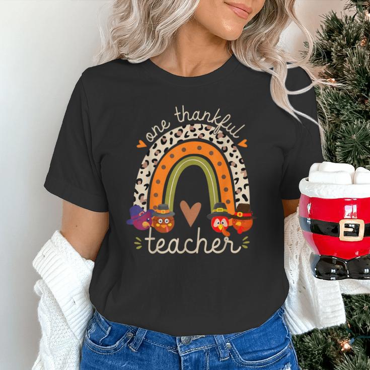 One Thankful Teacher Thanksgiving Turkey Rainbow Fall Unisex T-Shirt, gift for family, gift for coworker One Thankful Teacher Thanksgiving Turkey Rainbow Fall Unisex T-Shirt, gift for family, gift for coworker