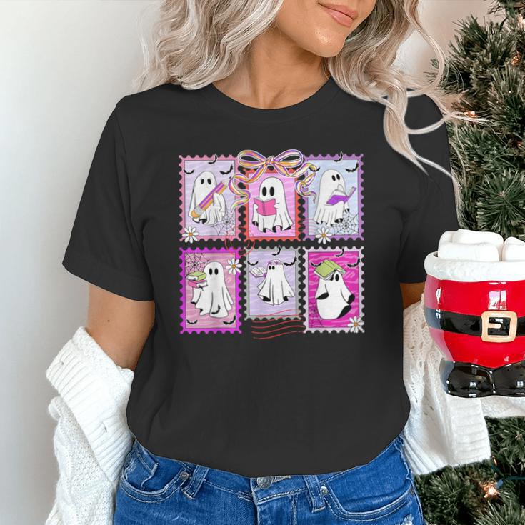 Preppy Spooky Teacher Halloween Ghost Coquette Bow Autumn Unisex T-Shirt, gift for family, gift for coworker Preppy Spooky Teacher Halloween Ghost Coquette Bow Autumn Unisex T-Shirt, gift for family, gift for coworker