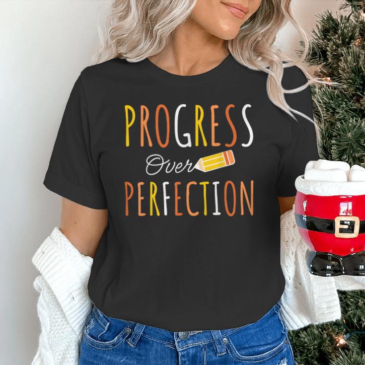 Progress Over Perfection Teacher Pencil Back-To-School Unisex T-Shirt, gift for family, gift for coworker Progress Over Perfection Teacher Pencil Back-To-School Unisex T-Shirt, gift for family, gift for coworker