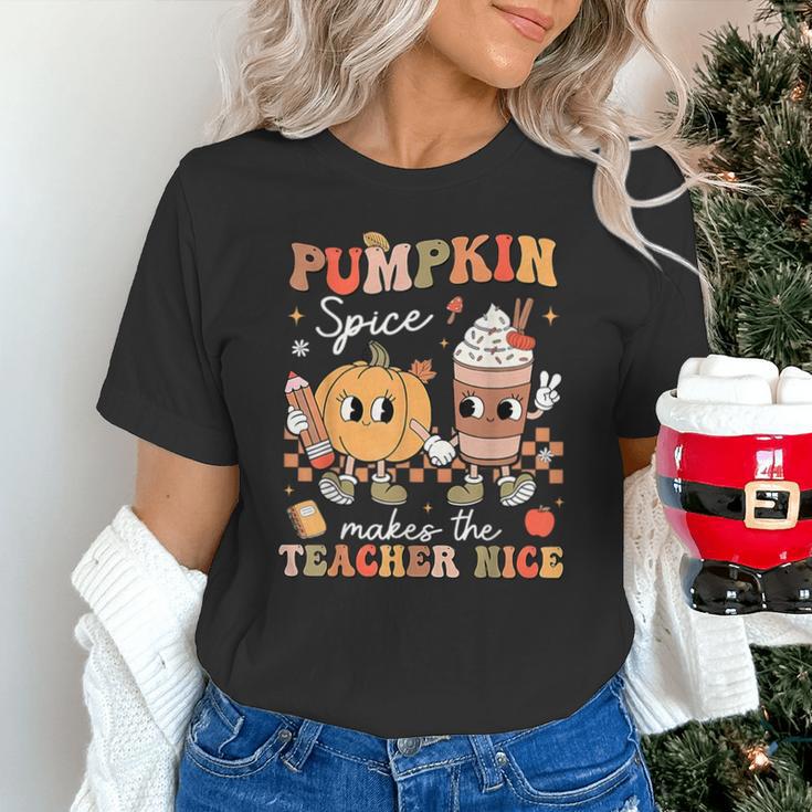 Pumpkin Spice Makes Teacher Nice Retro Fall Spooky Season Unisex T-Shirt, gift for family, gift for coworker Pumpkin Spice Makes Teacher Nice Retro Fall Spooky Season Unisex T-Shirt, gift for family, gift for coworker